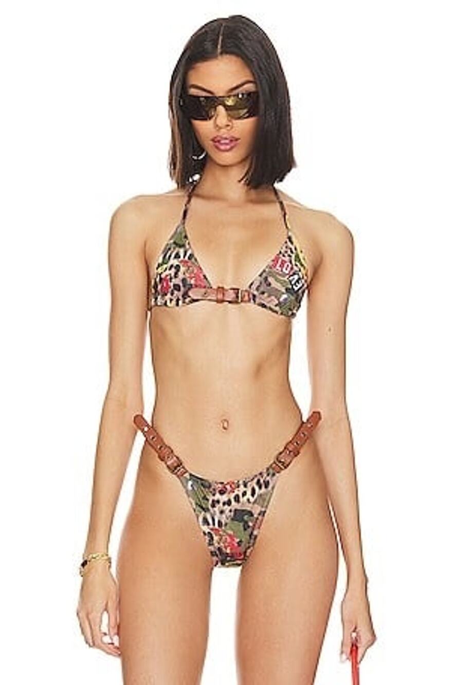 Jaded London Untamed Camo Leopard Triangle Bikini Set Size 6